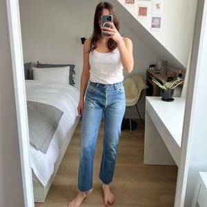 re done levis blue jeans